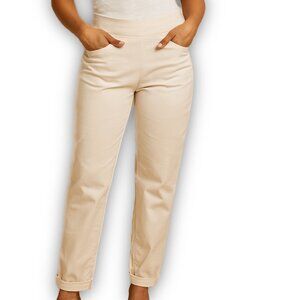 Isaac Mizrahi Cream Stretch Pants Snap Hem 10